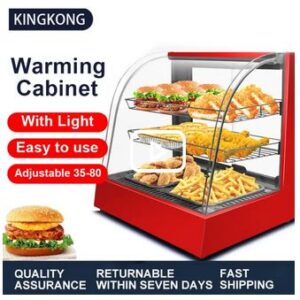 Kingkong Heavy-duty curved glass display cabinet food holding cabinet with lighting adjustable temperature double-layer food heater